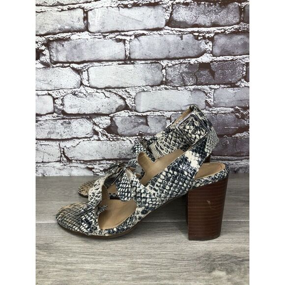 Vionic Carmel Grey Ivory Leather Snake Print Heel Sandals Women’s 9.5M US/41.5EU - Picture 13 of 16